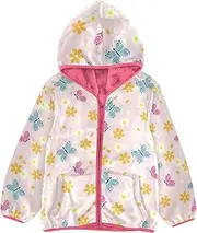 [GuoChe] Fleece Jacket Toddler Boy Valentine's Day Cute Butterflies Pink Toddler Girl Light Jacket pink Zip Up Jacket 3T