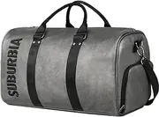 [SUBURBIA] 39L Travel Duffle Bag, Carry on Garment Duffel Bag with Shoes Compartment, Shoulder Weekender Overnight Bags, Sports Tote Gym Bag, Business Luggage for Men Women Waterproof & Tear Resistant, Grey