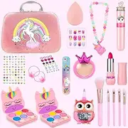 Unicorn Kids Makeup Kit for Girls 23 Pcs Washable Real Kids Make Up Set Little Girl Unicorns Play Makeup for Toddler Safe & Non-Toxic Girls Toys Christmas Birthday Gift for 3-12 Years Old Kids