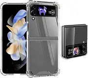 [USTIYA] Case for Samsung Galaxy Z Flip 4 5G Protective Acrylic + TPU Cover No Yellowing Four Corners Thickening (Clear)