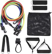 REFENG 11pcs Resistance Bands Set Workout Fitness Exercise Tube Bands Door Anchor Ankle Straps Cushioned Handles with Carry Bags for Home Gym Travel