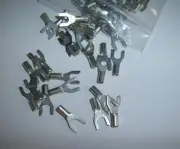 50 #8 16-14 Ga AWG Gauge Non-Insulated Spade Fork Terminal Connector Uninsulated