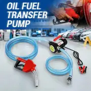 Fuel Transfer Pump Electric Diesel Kerosene 12V DC 10GPM Nozzle Hoses Portable Car Truck Oil Excavator Bowser Reserve Tank Refuel Station Auto Stop