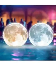 Full Moon Floating Pool Lights Solar Powered 14" Inflatable Pool Balls for (2pc)