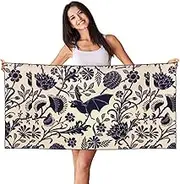 SAAKE Bat Pattern Print Bath Towels Soft Skin Velvet Beach Towel Oversized Adults Quick Dry Lightweight
