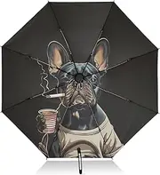 [PDZRMY] Dog Drink Coffee UV Protection Travel Umbrella Compact for Rain and Sun - Auto Open and Close UPF 50+ Windproof Portable 46” Sun Umbrella for Women and Men