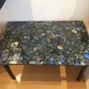 24"x36" Labradorite Stone Kitchen Console Table Random Handmade Luxury Furniture