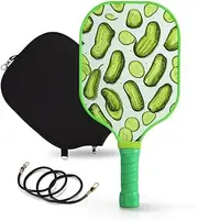 Fun Pickleball Paddle for Beginners/Immediate/Advanced Players. Lightweight Fiberglass Pickleball Paddle with Sweat Resistant Cushion Comfort Grip, Carrying Bag, and Strap. Pickle Ball Paddle