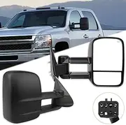ITOPUP Towing Mirrors Fit for 1999-2002 for Chevy Silverado 1500/2500 for GMC Sierra 1500/2500 Tow Mirrors with Power Control Heated 1 Pair of Mirrors Left Side and Right Side Black Textured
