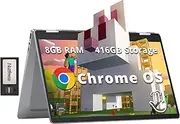 HP Chromebook Plus x360 14" FHD Touchscreen Laptop, Intel i3-N305, 8GB LPDDR5, 416GB Storage(256GB SSD+160GB Docking Station), UHD Graphics, FHD Camera, Fast Charge, Wi-Fi 6E, Chrome OS, Silver