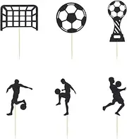 24pcs Soccer Cupcake Toppers, Glitter Soccer Cake Decorations Soccer Ball Cupcake Picks Soccer Themed Sports Cake Decorations for Birthday Sport Party Baby Shower