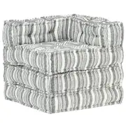 Modular Pouffe Grey Stripe Fabric