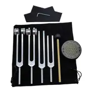 Tuning Forks for Healing Set 128Hz, 136Hz, 256Hz, 384Hz & Hockey Puck Activator for Healing,Sound Therapy,Keep Body Silver black