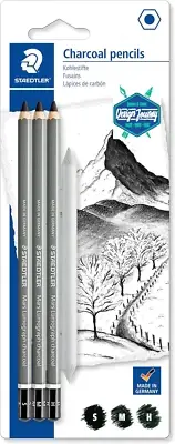 Staedtler Mars Lumograph Charcoal Pencil With Stump Assorted Pack Of 3