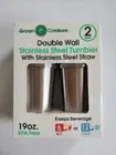 Stainless Steel Double Wall Tumblers 19oz With Straws Set Of 2 BPA Free NIB