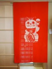 [New]Japan Noren curtain Lucky Cat which is rare in Kyoto