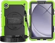 Compatible with Samsung Galaxy Tab A9 8.7Inch 2023 Model (SM-X110/SM-X115) Heavy Duty Shockproof TPU Case,Protective Cover W Screen Protector 380 Swivel Kickstand+Hand Strap+Shoulder Strap Tablet Case