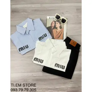 Ti.em store MIU MIU 藍白條紋露臍上衣