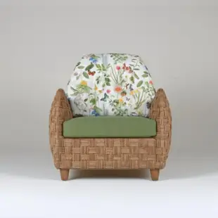 【山茶花家具】藤椅沙發-手工編織 室內椅ASC9-1NA花布(單人休閒椅)