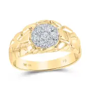 10kt Yellow Gold Mens Round Diamond Cluster Nugget Band Ring 1/4 Cttw