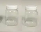 BULK 20pcs Plastic Screw Top Square Storage Container Jar Jars WHITE Lid 200ml