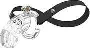 Auxiliary Belt Chastity Cage - Yithuet Cobra 4 Anti-Off Supportive Elastic Strap for Sissy Men Stylish Honeycomb 3D Printed Penis Cage with 4 Sizes Rings for Adult Sex Bondage Toys (Transparent, XL)