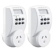 2x Sansai 7 Day/24hrs Outlet/Powerplug Digital Timer 2400W 240V 10A Max LCD WHT