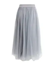 Fabiana Filippi Elasticated Waistband Tulle Midi Skirt IT44,IT42,IT48,IT46 Gray