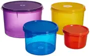 Modular Plastic Storage Container, 4 Pieces, Multicolor