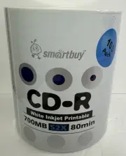 Smartbuy CD-R 52X 700MB/80Min (Printable) Blank Media Record Disc