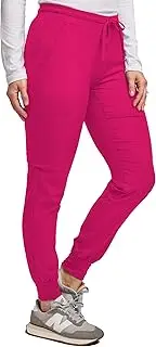[Green Town] Scrubs for Women - Jogger Scrub Pant, Yoga Waistband, 4 Pockets, Stretch Fabric, Easy Care, Hot Pink, X-Small