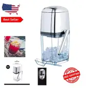 Stylish Retro Ice Crusher Machine - Hand-Cranked with Clear Acrylic Container