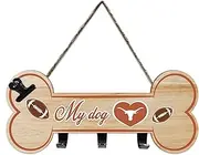 NCAA Texas Longhorns Key Hanger Bone Shape Sign with Hooks, Rope and Clip. Sporty Entrance Door/Fence Sign to hang keys, hang hats, hang leash/collar. College Fan Waterproof Home/Yard Decor