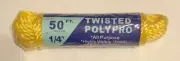 Rope, T.W. Evans Cardage Co. 31-001 1/4" x 50' Twisted Yellow Polypro Rope