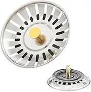 AIMALL 1x Stainless Steel Kitchen Sink Strainer Waste Plug Filter Drain Stopper, 85mm, Durable, Easy-Clean, Replacement with Rubber Seal for Kitchen Sink
