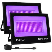 2 Pack 120W LED Black Light, Blacklight Flood Light with Plug & Switch, IP66 ...