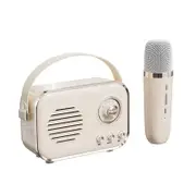 P33 Retro Karaoke Machine with 1 Wireless Microphones Portable Small Karaoke Set Toys for Kids and Adults-White