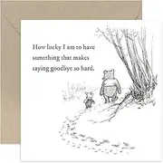 Old English Co. Winnie The Pooh Leaving Card for Him or Her - Friendship Quote from Winnie The Pooh and Piglet for Sister, Cousin, BFF - Thinking of You Sympathy Card | Blank Inside with Envelope