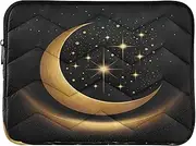 Shimmering Crescent Stars Black Laptop Briefcase, 16 Laptop Case Laptop Bags for Women, Laptop Briefcases for Men