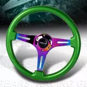 350MM NRG-ST-015MC-GN GREEN WOOD GRAIN NEO CHROME SPOKE 2" DEEP STEERING WHEEL