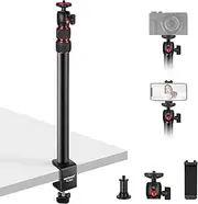NEEWER Camera Desk Mount with Phone Grip & 360° Ball Head, 17"-40"/43-102cm Telescopic C Clamp Table Light Stand 1/4" Screw, Desktop Stand 6.6lb/3kg Max Load for DSLR Camera, Webcam, Ring Light,TL283