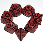 Carving in Red Black DND Dice Set for Board Game