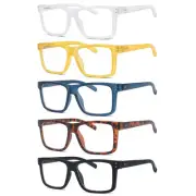 5-pack Oversized Reading Glasses Square Large Frame Readers for Men and Women...