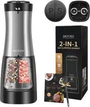 2 in 1 Electric Salt and Pepper Grinder Set (Battery Powered), Automatic Salt an