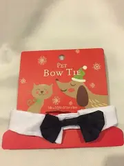 Pet Doll Bow Tie Adjustable Dog Cat Black Tie White Collar Halloween Wedding