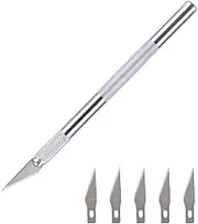 Precision Hobby Knife - 1x Aluminum Handle 5X Stainless Steel Blades for DIY Arts Crafts PCB Repair Leather Films Cutting Caving Multi Purpose Sculpture Knife