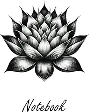 Lotus Flower Notebook Journal - 250 Lined Pages - Black and White