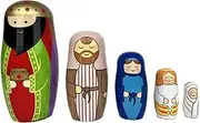 5Pcs/Set Nesting Dolls Stacking Wooden Russian Nesting Dolls with Painted Figure Pattern Smooth Finish Matryoshka Doll for Girls Boys' Birthday Gifts or Home Decoration, Nesting Dolls for Kids