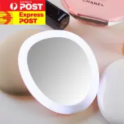 LED Light Rechargeable Pocket Cute Make up Mirror (Pink) with USB cable