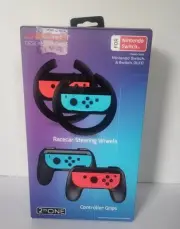 NIB Advanctech Nintendo Switch Control Grips 2 in 1 Racecar Wheel & JoyCon Grips